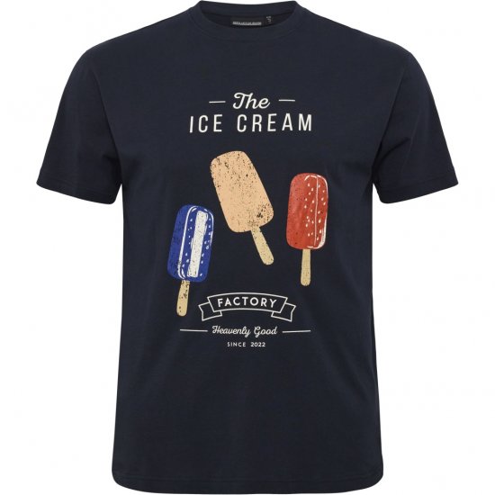 North Latitude T-Shirt Ice Cream Navy - T-shirts - Grote Maten T-shirts Heren