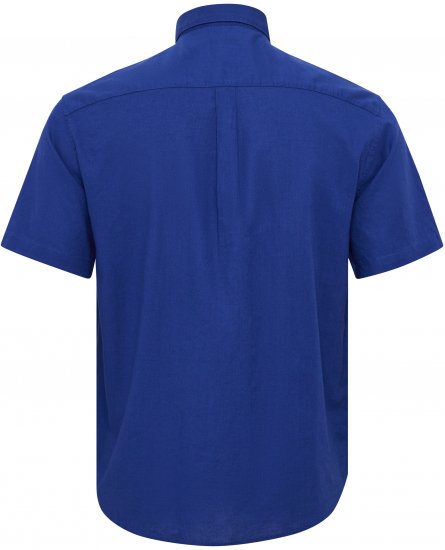 North Latitude Shirt Linen Cotton Short Sleeve Blue - Overhemden - Overhemden Grote Maten Heren