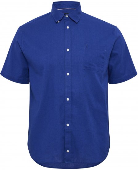 North Latitude Shirt Linen Cotton Short Sleeve Blue - Overhemden - Overhemden Grote Maten Heren