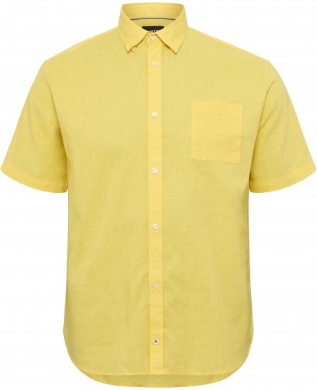 North Latitude Shirt Linen Cotton Short Sleeve TALL Yellow - HERENKLEDING MT-6XLT - Tall Kleding Heren
