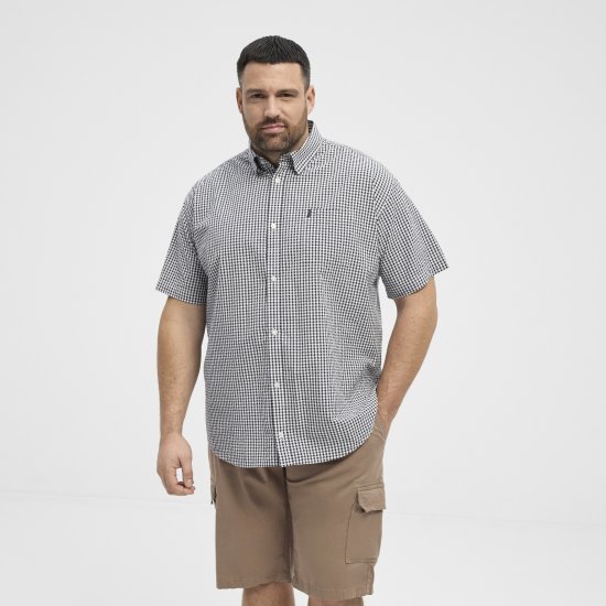 North Latitude Shirt Short Sleeve Checked Grey - Overhemden - Overhemden Grote Maten Heren