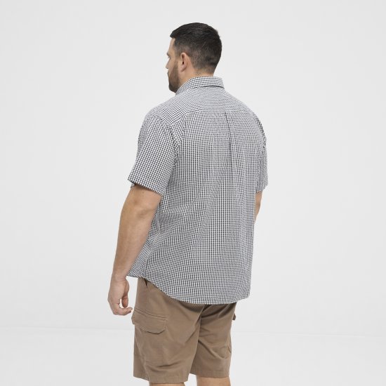 North Latitude Shirt Short Sleeve Checked Grey - Overhemden - Overhemden Grote Maten Heren