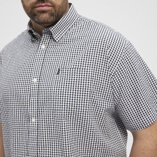 North Latitude Shirt Short Sleeve Checked Grey - Overhemden - Overhemden Grote Maten Heren