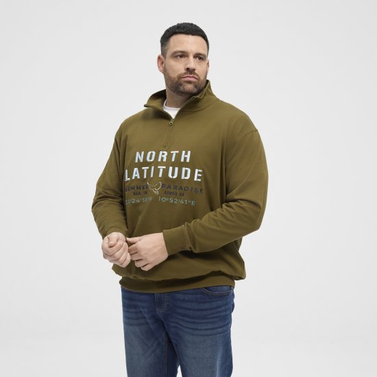 North Latitude Sweatshirt Half-Zip Green - Sweaters & hoodies - Sweaters & Hoodies Grote Maten Heren