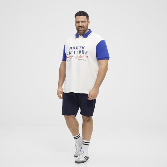 North Latitude Polo Short Sleeve Blue And White - Polo shirts - Grote Maten Poloshirts Heren