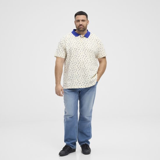 North Latitude Polo Pique Printed Off-White - Polo shirts - Grote Maten Poloshirts Heren