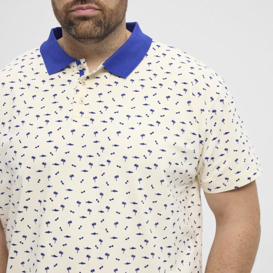 North Latitude Polo Pique Printed Off-White - Polo shirts - Grote Maten Poloshirts Heren