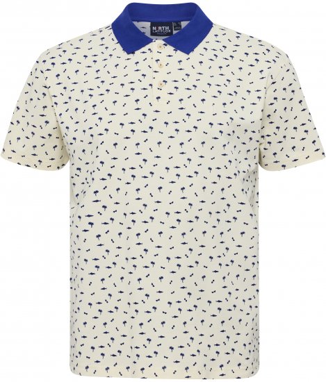 North Latitude Polo Pique Printed Off-White - Polo shirts - Grote Maten Poloshirts Heren