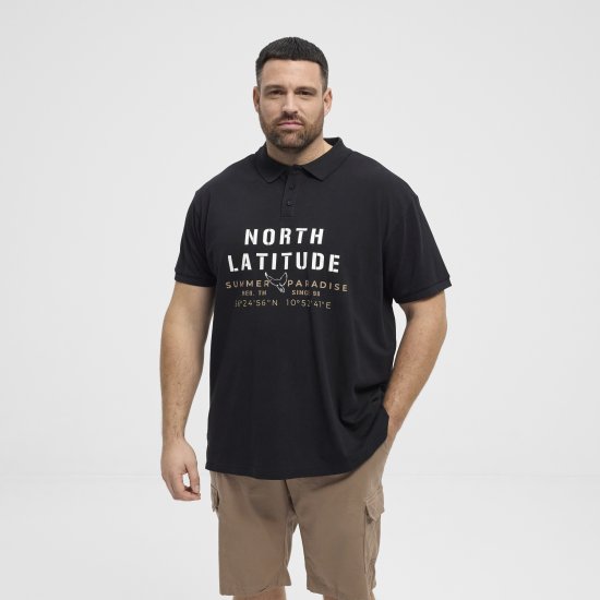 North Latitude Polo Pique Short Sleeve Black - Polo shirts - Grote Maten Poloshirts Heren
