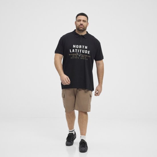 North Latitude Polo Pique Short Sleeve Black - Polo shirts - Grote Maten Poloshirts Heren