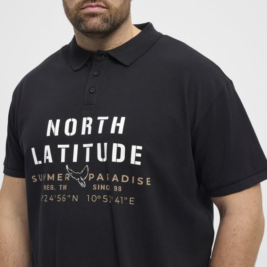 North Latitude Polo Pique Short Sleeve Black - Polo shirts - Grote Maten Poloshirts Heren