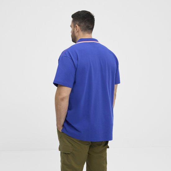 North Latitude Polo Pique V-Neck Blue - Polo shirts - Grote Maten Poloshirts Heren