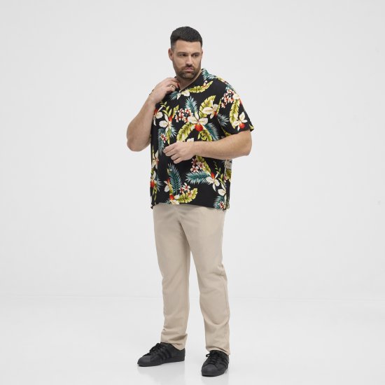 North Latitude Shirt Short Sleeve Printed Allover Black - Overhemden - Overhemden Grote Maten Heren
