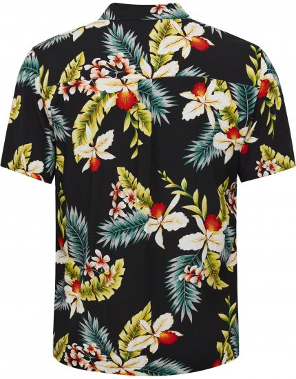 North Latitude Shirt Short Sleeve Printed Allover Black - Overhemden - Overhemden Grote Maten Heren