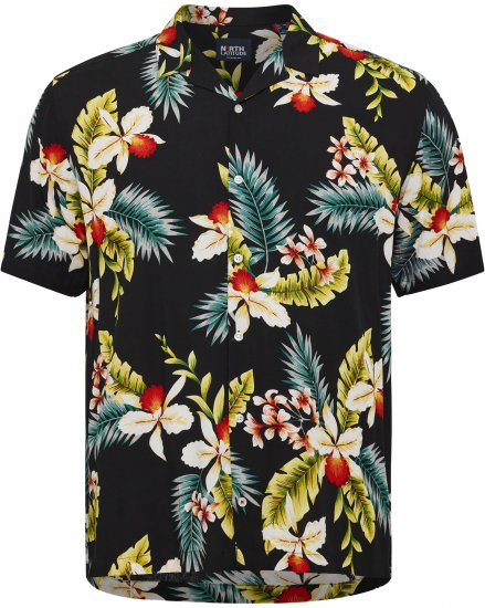 North Latitude Shirt Short Sleeve Printed Allover Black - Overhemden - Overhemden Grote Maten Heren