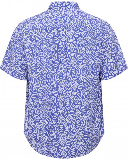 North Latitude Shirt Denim Printed Allover Blue - Overhemden - Overhemden Grote Maten Heren
