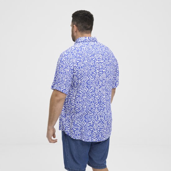 North Latitude Shirt Denim Printed Allover Blue - Overhemden - Overhemden Grote Maten Heren