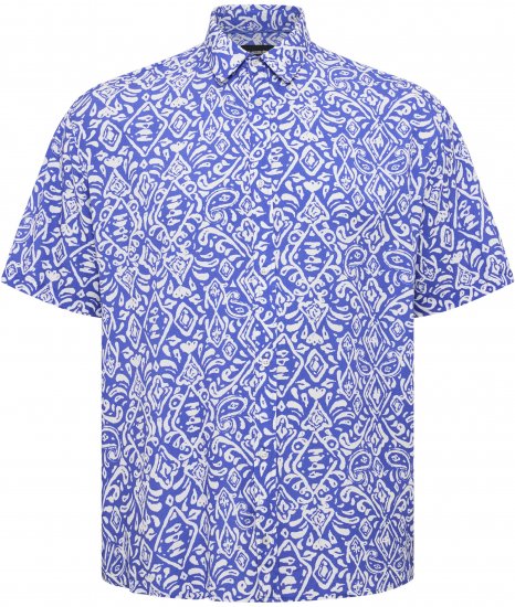 North Latitude Shirt Denim Printed Allover Blue - Overhemden - Overhemden Grote Maten Heren