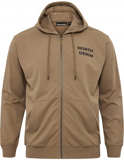 North Latitude Hoodie with Zipper Dark Sand - Sweaters & hoodies - Sweaters & Hoodies Grote Maten Heren