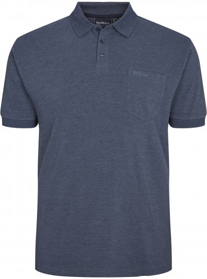 North Latitude Polo Short Sleeve Blue Melange TALL - HERENKLEDING MT-6XLT - Tall Kleding Heren