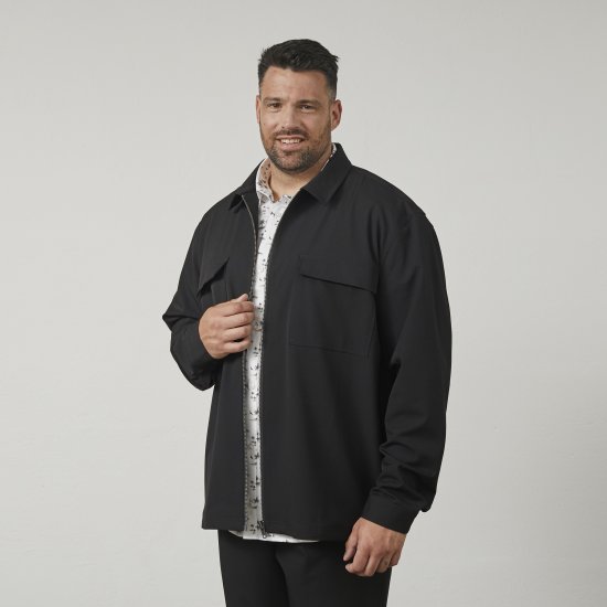 North Latitude 61106 Overshirt In Pakstijl Met Volledige Rits Zwart - Jassen - Grote Maten Herenjassen