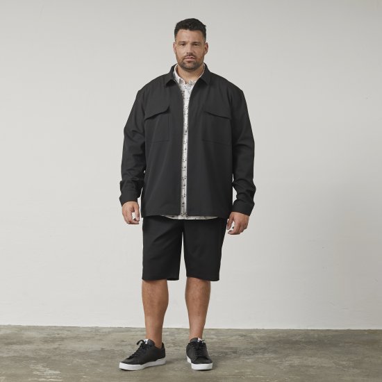 North Latitude 61106 Overshirt In Pakstijl Met Volledige Rits Zwart - Jassen - Grote Maten Herenjassen