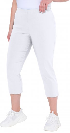 Ulla Popken Stretch Basic Bengaline Capri Pants Snow White - Jeans & Broeken in Grote Maten – Plus Size - 