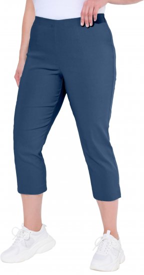 Ulla Popken Stretch Basic Bengaline Capri Pants Denim Blue - Jeans & Broeken in Grote Maten – Plus Size - 