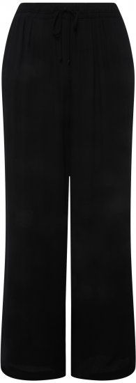 Ulla Popken Viscose Crinkle Drawstring Elastic Waist Pants Black - Jeans & Broeken in Grote Maten – Plus Size - 