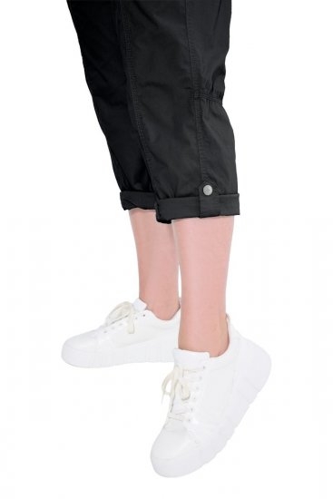 Ulla Popken Roll Tab Hem Stretch Cargo Pants Black - Broeken - Dames broeken in grote maten
