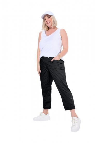 Ulla Popken Roll Tab Hem Stretch Cargo Pants Black - Broeken - Dames broeken in grote maten