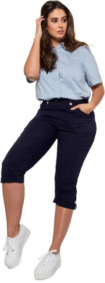 Ulla Popken Roll Tab Hem Stretch Cargo Pants Navy - Jeans & Broeken in Grote Maten – Plus Size - 