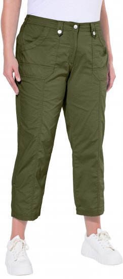 Ulla Popken Roll Tab Hem Stretch Cargo Pants Green - Jeans & Broeken in Grote Maten – Plus Size - 