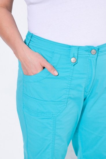 Ulla Popken Roll Tab Hem Stretch Cargo Pants Deep Aqua - Broeken - Dames broeken in grote maten