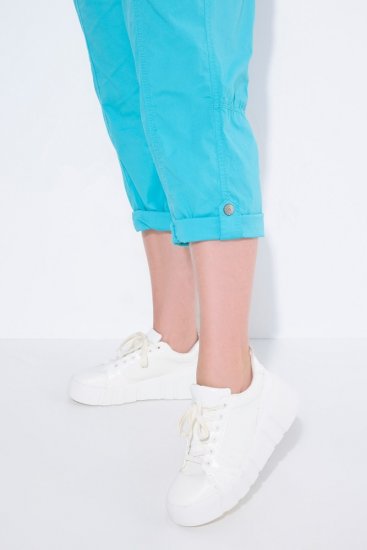 Ulla Popken Roll Tab Hem Stretch Cargo Pants Deep Aqua - Broeken - Dames broeken in grote maten