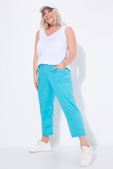 Ulla Popken Roll Tab Hem Stretch Cargo Pants Deep Aqua - Broeken - Dames broeken in grote maten