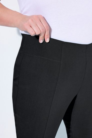 Ulla Popken Bengaline Elastic Waist Stretch Capri Pants Black - Stoffen broeken - Wijde stoffen broeken voor dames
