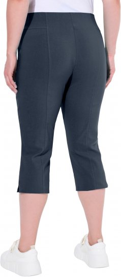 Ulla Popken Bengaline Elastic Waist Stretch Capri Pants Navy Blue - Jeans & Broeken in Grote Maten – Plus Size - 