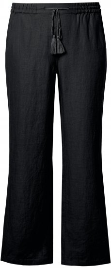 Ulla Popken Drawstring Elastic Waist Mary Fit Linen Pants Black - Jeans & Broeken in Grote Maten – Plus Size - 