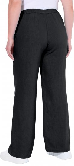 Ulla Popken Drawstring Elastic Waist Mary Fit Linen Pants Black - Jeans & Broeken in Grote Maten – Plus Size - 