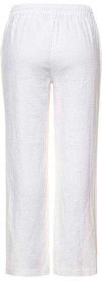 Ulla Popken Drawstring Elastic Waist Mary Fit Linen Pants Snow White - Jeans & Broeken in Grote Maten – Plus Size - 