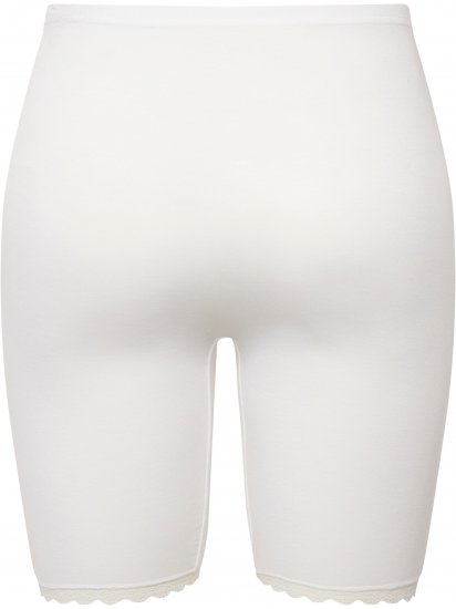 Ulla Popken Lace Hem Stretch Viscose Knit Bicycle Length Lounge Shorts White - Jeans & Broeken in Grote Maten – Plus Size - 