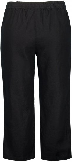 Ulla Popken Cool Linen Elastic Waist Capri Pants Black - Jeans & Broeken in Grote Maten – Plus Size - 
