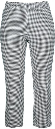 Ulla Popken Check Bengaline Slim Leg Sienna Fit Stretch Crop Pants Black - Jeans & Broeken in Grote Maten – Plus Size - 