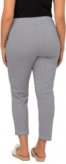 Ulla Popken Check Bengaline Slim Leg Sienna Fit Stretch Crop Pants Black - Jeans & Broeken in Grote Maten – Plus Size - 