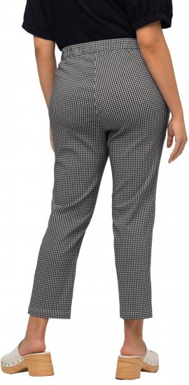 Ulla Popken Check Bengaline Slim Leg Sienna Fit Stretch Crop Pants Navy - Jeans & Broeken in Grote Maten – Plus Size - 