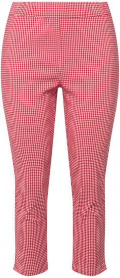 Ulla Popken Check Bengaline Slim Leg Sienna Fit Stretch Crop Pants Light Pink - Jeans & Broeken in Grote Maten – Plus Size - 