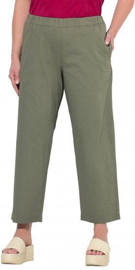 Ulla Popken Wide Leg Ruby Fit Stretch Chino Pants Green - Jeans & Broeken in Grote Maten – Plus Size - 