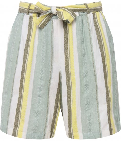 Ulla Popken Striped Wide Leg Elastic Waistband Shorts White - Jeans & Broeken in Grote Maten – Plus Size - 
