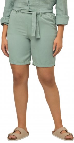 Ulla Popken Tie Belt Lyocell Shorts Moss Green - Jeans & Broeken in Grote Maten – Plus Size - 